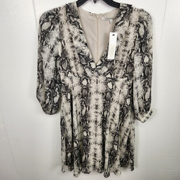 Collective Concepts Dress Womens XS Python Print Swiss Dot V Neck Long Sleeve - Picture 1 of 12